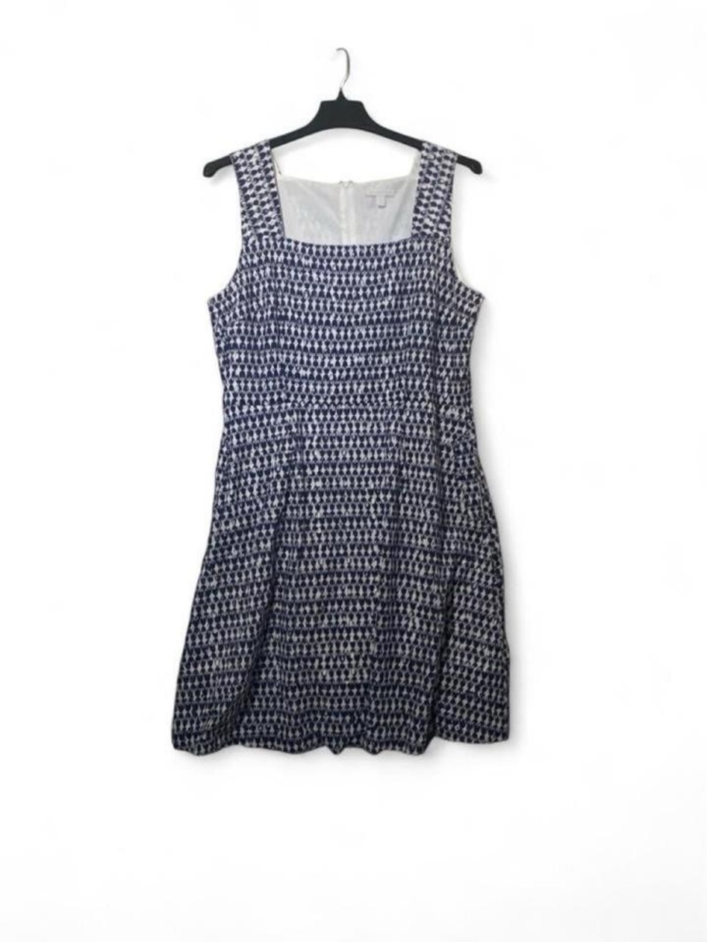 New York & Company Navy and White Geometric Square Neck Midi Dress